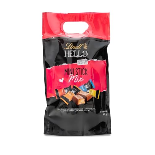 Lindt HELLO XXL Beutel Mini Sticks | 695g Beutel | 4 Sorten gefüllte Vollmilch-Schokolade | Schokoladengeschenk von Lindt