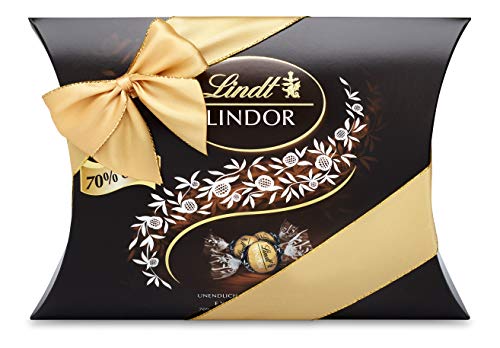 Lindt Schokolade LINDOR Kugeln 70 % Kakao Edelbitter-Schokolade | 322 g in Kissenpackung | ca. 25 LINDOR Kugeln | Pralinen-Geschenk oder Schokoladengeschenk von Lindt