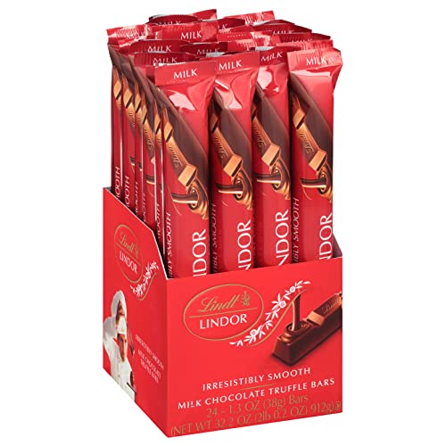 Lindt LINDOR Milchschokoladen-Trüffelriegel, Schokoladenriegel mit glatter Mitte, 37 ml, 24 Stück von Lindt