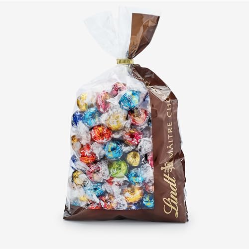 Lindt Schokolade LINDOR Mischung | 1371 g | Ca.109 Kugeln: Milch, 70%, Weiß, Milk&White, Stracciatella, Haselnuss, Salted Caramel, Double Chocolate, Feinherb, Pistazie | Schokoladengeschenk von Lindt