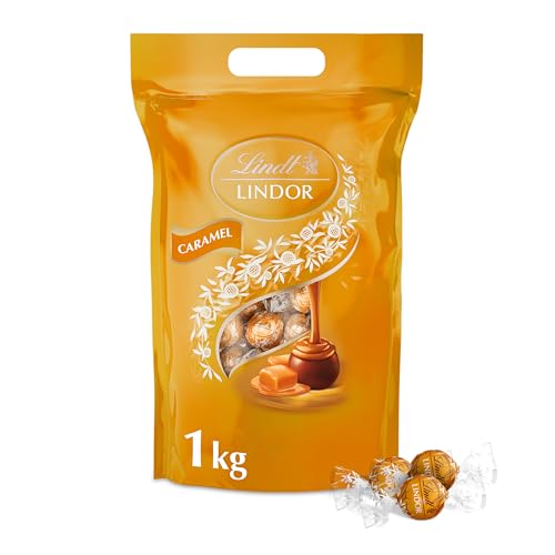 Lindt Schokolade | LINDOR Schokoladen Kugeln Caramel | 1 kg Beutel | Wiederverschließbar | ca. 80 Kugeln Milch-Schokolade mit Karamellcrèmefüllung |Pralinen-Geschenk von Lindt