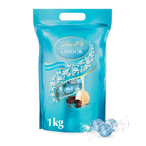 Lindt LINDOR Schokoladen Kugeln Stracciatella | 1 kg Beutel, wiederverschließbar | ca. 80 weiße Schokolade mit Kakaosplittern | Großpackung, Pralinen-Geschenk, Schokoladengeschenk von Lindt