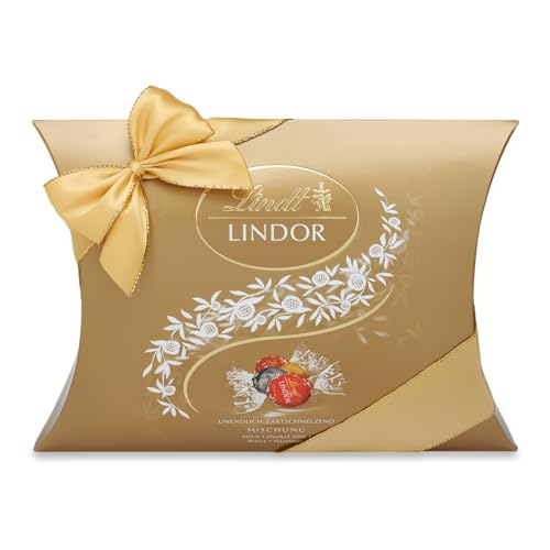 Lindt Schokolade LINDOR Kugeln Mischung | 323 g in Kissenpackung | ca. 25 LINDOR Kugeln (Vollmilch, Feinherb, Weiß) | Pralinen-Geschenk oder Schokoladengeschenk von Lindt