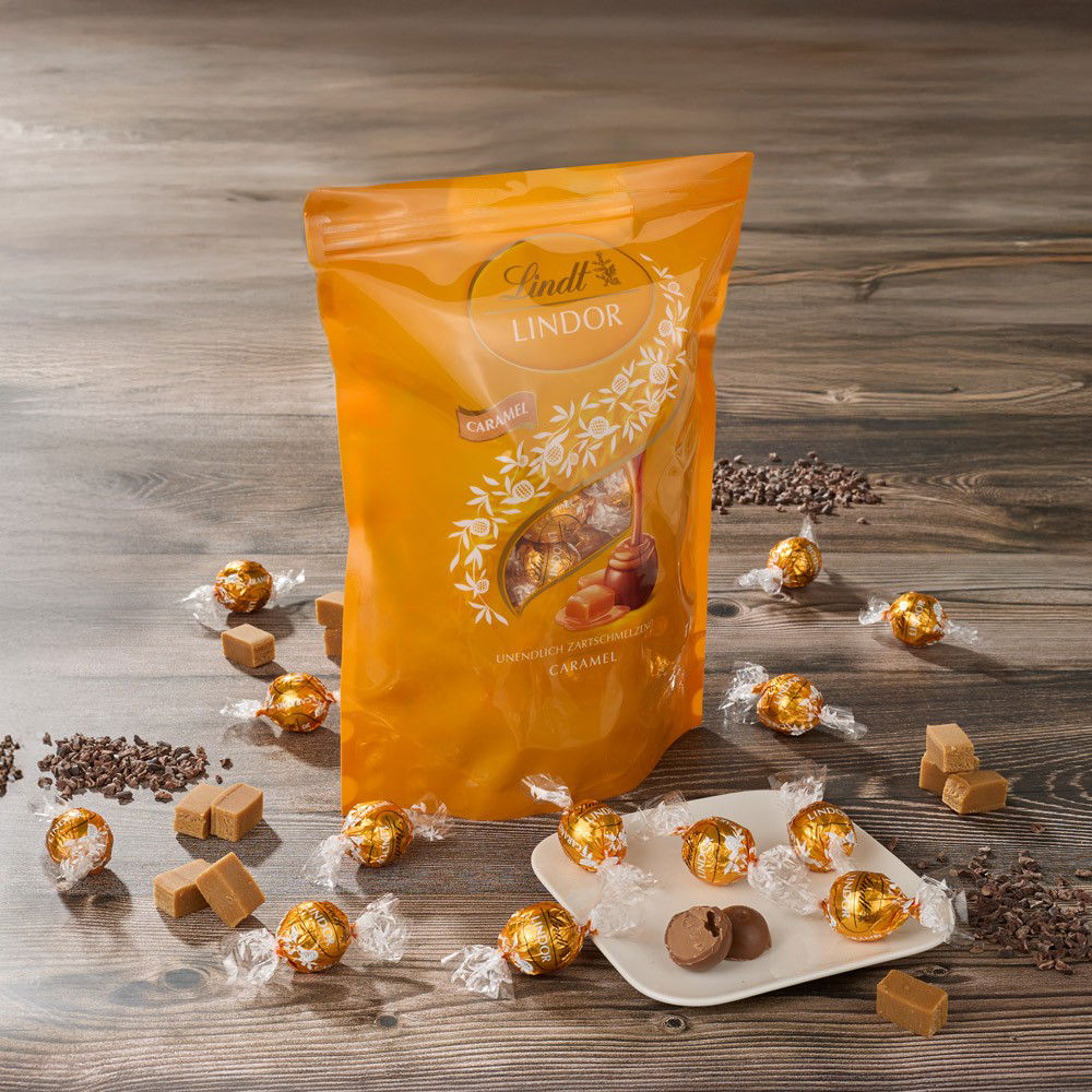 Lindt Lindor Schokoladen-Kugeln Caramel im Vorratsbeutel von Lindt