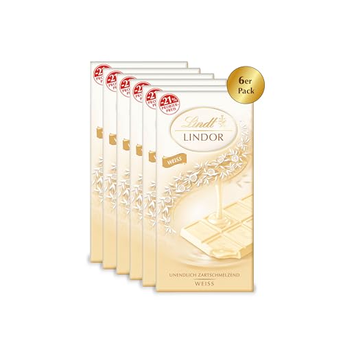 Lindt Lindor Schokoladentafel, Weiße Schokolade, undendlich zartschmelzend, Promotion, 6er-Pack (6 x 100 g) von Lindor