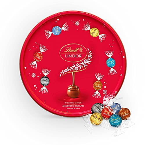 Lindt Lindor Schokoladentrüffel Sortierte Dose - ca. 32 Knäuel, 400 g - perfekt zum Teilen - Schokoladenkugeln mit glatter Schmelzfüllung von Lindt