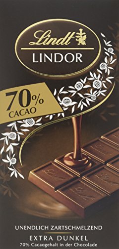 Lindt Lindor Tafel 70% Cacao, Extra dunkel, 5er Pack (5 x 100 g) von Lindt