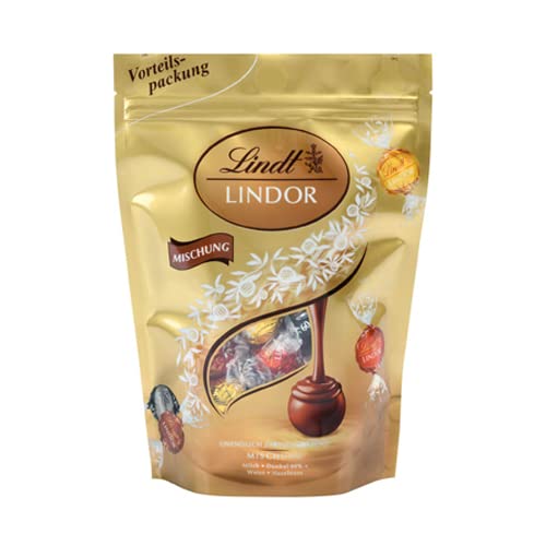 Lindt Schokolade LINDOR Kugeln Mischung | 399g | Ca. 30 Schokoladen Kugeln Vollmilch-, weiße und dunkle Schokolade mit zartschmelzender Füllung | Pralinengeschenk | Schokoladengeschenk von Lindt