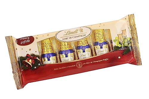 Lindt Marc de Champagne Fläschchen | 132g | Feine Zartbitter-Schokolade mit edlem Marc de Champagne | Weihnachtsschokolade als Schokoladengeschenk von Lindt