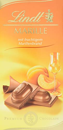 Lindt Marille Tafel, fruchtiger Marillenbrand aus aromatischen Aprikosen, eingebettet in einen feinen Zuckermantel und umhüllt von zartschmelzender Vollmilch Chocolade, glutenfrei, 100g von Lindt