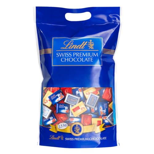 Lindt Napolitains, Mini Schokoladentafeln, ca. 375 Stück (Milch Extra, Milch-Nuss, Lindor, Milch, Cresta Weiss, Crémant), 1er Pack (1 x 2.5 kg) von Lindt