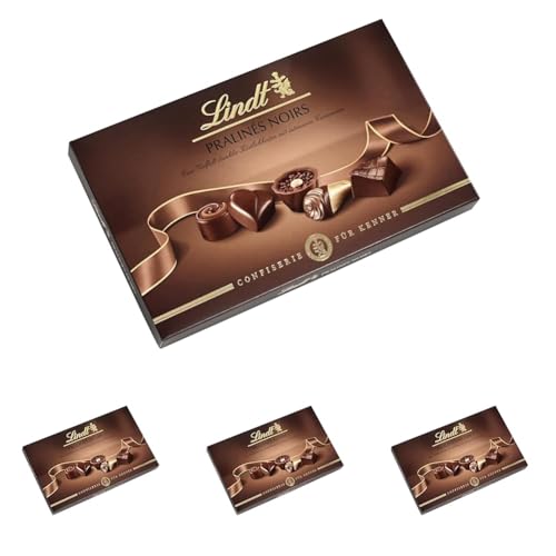 Lindt Pralinés Noirs | 125g Pralinen | Eine feine Auswahl an Pralinen aus exquisiter dunkler Schokolade | Pralinen-Geschenk, Schokoladengeschenk (Packung mit 4) von Lindt