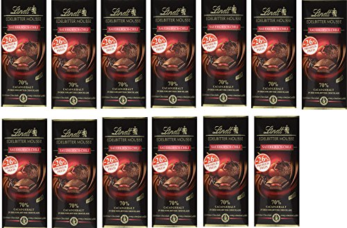 Lindt Promotion, Edelbitterschokolade mit dunkler Mousse au Chocolat und Sauerkirsch-Chili-Füllung, 13er Pack (13 x 150 g) von Lindt