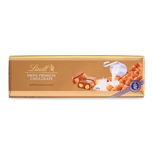 Lindt Schokolade Vollmilch Nuss | 300 g Tafel | Aus feinster Vollmilch-Schokolade mit ganzen Nüssen | Schokoladengeschenk von Lindt