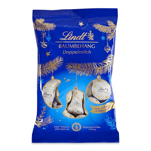 Lindt Schokolade Baumbehang Doppelmilch | 200g | Vollmilchkugeln für die Weihnachtszeit mit Doppelmilchcreme Füllung zum Aufhängen und Dekorieren | Geschenk zu Weihnachten | Schokoladengeschenk von Lindt