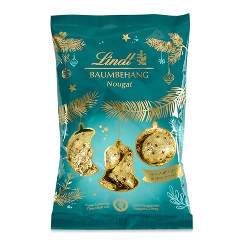 Lindt Schokolade Baumbehang Nougat | 200 g | Vollmilchkugeln für die Weihnachtszeit mit zartschmelzender Nougat Füllung zum Aufhängen und Dekorieren | Geschenk zu Weihnachten | Schokoladengeschenk von Lindt