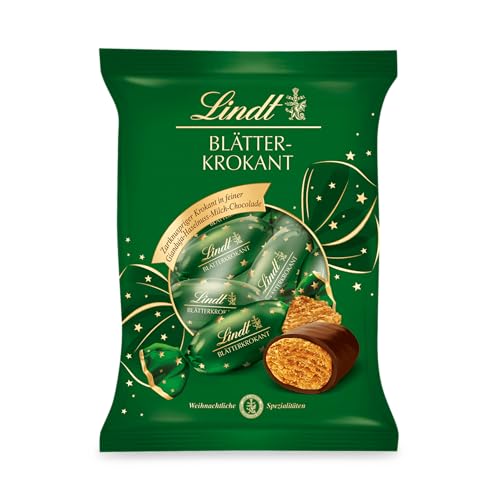 Lindt Schokolade Blätterkrokant | 3 x 90g | Zartknuspriger Krokant in Gianjula Haselnuss Milchschokolade| Schokoladen-Geschenk zu Weihnachten | Weihnachtsschokolade von Lindt