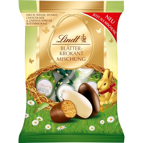 Lindt Schokolade Blätterkrokant Mischung | 85 g | Zartknuspriger Krokant in Gianduja Haselnuss Milchschokolade| Schokoladen-Geschenk zu Ostern | Osterschokolade von Lindt