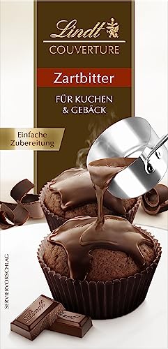 Lindt Schokolade COUVERTURE Zartbitter | 5 x 100 g | Kuvertüre Zartbitter für einen feinen Überzug bei Kuchen, Torten, Gebäck oder Dessert | Backen | Schokoladengeschenk von Lindt