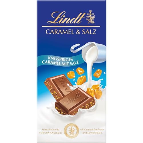 Lindt Schokolade Caramel & Salz | 100g Tafel | Aus zartschmelzender Vollmilch-Schokolade mit Caramel & Salz | Schokoladentafel | Schokoladengeschenk von Lindt