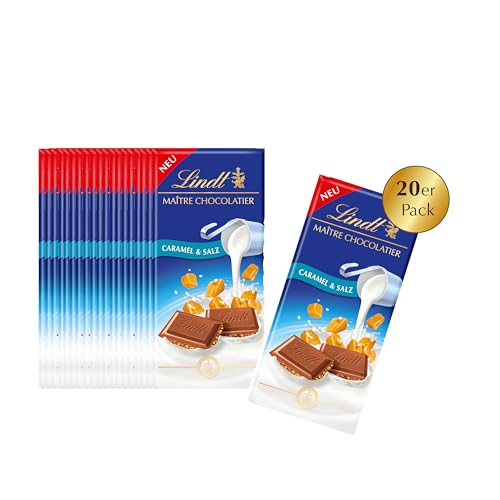 Lindt Schokolade Caramel & Salz | 20 x 100g Tafel | Aus zartschmelzender Vollmilch-Schokolade mit Caramel & Salz | Schokoladentafel | Großpackung von Lindt