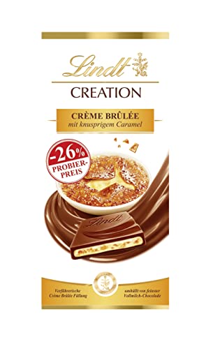 Lindt Schokolade Creation Créme Brûlèe, Promotion | 150 g Tafel | Crème Brûlée Füllung mit knusprigem Karamell, umhüllt von feinster Vollmilch-Schokolade | Schokoladentafel | Schokoladengeschenk von Lindt