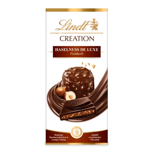 Lindt Schokolade Creation Haselnuss de Luxe feinherb | 150 g Tafel | Knusprige Haselnuss-Stückchen in cremiger Füllung umhüllt von feinherber Schokolade | Schokoladentafel | Schokoladengeschenk von Lindt