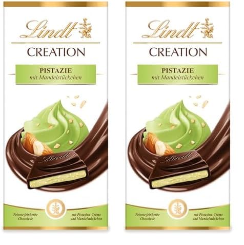 Lindt Schokolade Creation Pistazie | 7 x 148 g Tafel | Feinste feinherbe Schokolade mit Pistazien-Crème und Mandel-Stückchen | Schokoladentafel | Schokoladengeschenk (Packung mit 2) von Lindt