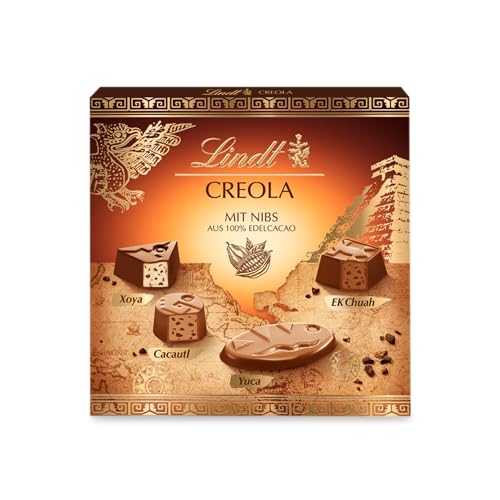 Lindt Schokolade - Creola Pralinés | 100 g | Pralinen Schachtel mit 9 Pralinen in 4 köstliche Sorten ohne Alkohol mit Kakao Nibs aus 100 % Edelkakao | Pralinengeschenk | Schokoladengeschenk von Lindt