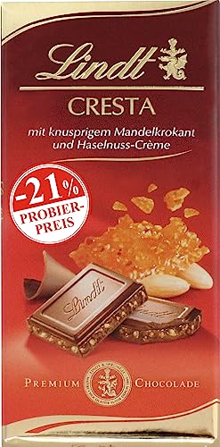 Lindt Schokolade Cresta, Promotion | 6 x 100 g Tafel | Vollmilch-Schokolade mit knusprigem Mandelkrokant und Haselnuss-Crème | Schokoladentafel | Schokoladengeschenk von Lindt