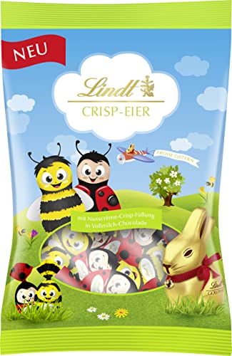 Lindt Schokolade Crisp-Eier | 86 g Beutel | Alpenvollmilcheier mit zarter Haselnusscrème-Crips-Füllung zu Ostern | Oster Schokolade für Kinder | Schokoladengeschenk | Ostereier | Schokoeier von Lindt