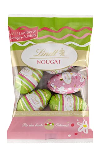 Lindt Schokolade Deko Edition Nougat Eier | 90 g | 5 Schokoladeneier aus zartem Haselnuss-Nougat in Alpenvollmilch-Schokolade | Osterschokolade | Schokoladengeschenk von Lindt