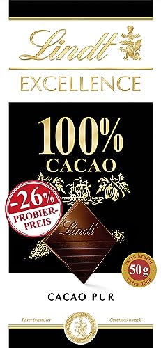 Lindt Schokolade EXCELLENCE 100 % Kakao, Promotion | 50 g Tafel | Purer intensiver Kakaogeschmack | vegane Schokolade | Schokoladentafel | Schokoladengeschenk von Lindt