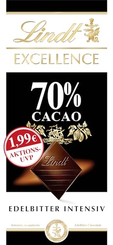 Lindt Schokolade EXCELLENCE 70% Kakao, Promotion | 100 g Tafel |Intensive aromatische Edelbitter-Schokolade | vegane Schokolade | Schokoladentafel | Schokoladengeschenk von Lindt