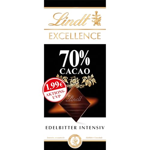 Lindt Schokolade EXCELLENCE 70% Kakao, Promotion | 100 g Tafel |Intensive aromatische Edelbitter-Schokolade | vegane Schokolade | Schokoladentafel | Schokoladengeschenk von Lindt