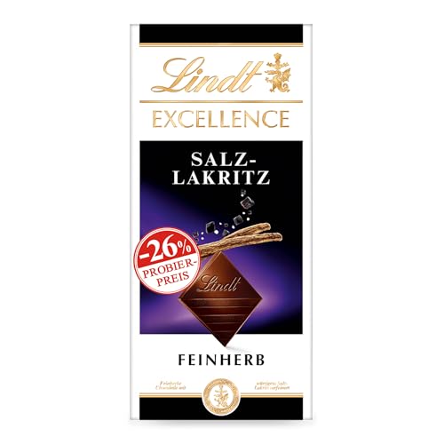 Lindt Schokolade EXCELLENCE Salz-Lakritz, Promotion | 100 g Tafel | Feinherbe Schokolade mit würzigem Salz-Lakritz verfeinert | Schokoladentafel | Schokoladengeschenk von Lindt