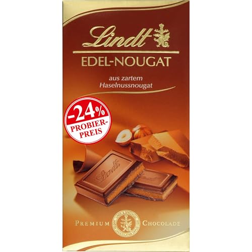 Lindt Schokolade Edel-Nougat, Promotion| | 5 x 100 g Tafel | Vollmilch-Schokolade mit zartem Haselnussnougat | Schokoladentafel | Schokoladengeschenk von Lindt