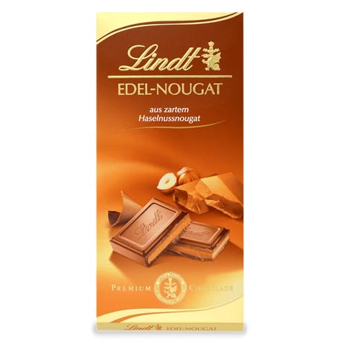 Lindt Schokolade Edel-Nougat | 5 x 100 g Tafel | Vollmilch-Schokolade mit zartem Haselnussnougat | Schokoladentafel | Schokoladengeschenk von Lindt