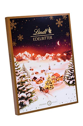 Lindt Schokolade Edelbitter Adventskalender 2024 , 250 g , Adventskalender mit 24 süßen Überraschungen aus Edelbitterschokolade , Schokolade für die Weihnachtszeit , Schokoladen-Geschenk von Lindt