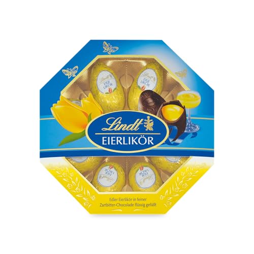 Lindt Schokolade Eierlikör Eier | 5 x 144 g | Feinste Zartbitter Eier mit flüssiger Eierlikör Füllung | Oster Schokolade | Schokoladengeschenk | Ostereier | Schokoeier von Lindt