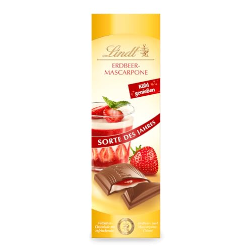 Lindt Schokolade Erdbeer Mascarpone | 100 g Tafel | Weiße Schokolade mit aromatischer Eiscafé-Créme-Füllung | Kühl genießen | Schokoladentafel | Schokoladengeschenk von Lindt