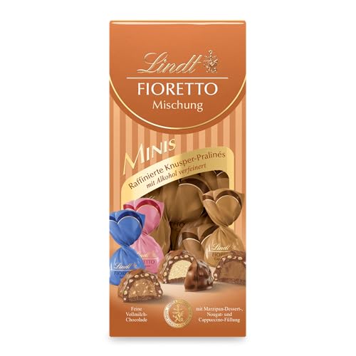 Lindt Schokolade - FIORETTO Minis Mischung | 115 g | Ca. 10 Vollmilch Pralinen in den Sorten Marzipan, Cappuccino und Nougat, alkoholhaltig | Pralinengeschenk | Schokoladengeschenk von Lindt