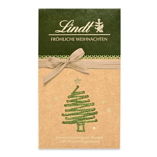 Lindt Schokolade Fröhliche Weihnacht Mischung | 179 g | Vollmilchschokolade für die Weihnachtszeit in den Sorten Nougat, Cresta und Doppelmilch in Natur Edition Tasche | Geschenk zu Weihnachten von Lindt