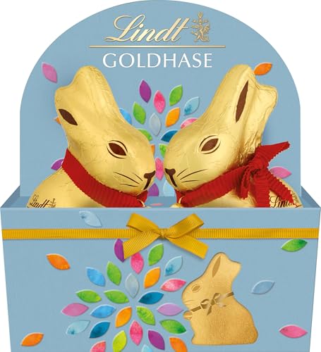 Lindt Schokolade GOLDHASEN Nest | 198 g Tasche | 50 g Premium GOLDHASE Vollmilch-Schokolade zu Ostern | Osterschokolade | Schokoladengeschenk von Lindt