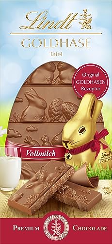 Lindt Schokolade GOLDHASEN Tafel, Vollmilch | 120 g | Vollmilch Schokolade nach original Goldhasen Rezeptur und GOLDHASEN Druck auf der Schokolade | Schokoladentafel | Schokoladengeschenk von Lindt