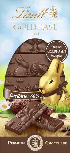 Lindt Schokolade GOLDHASEN Tafel Edelbitter | 120 g | 60% Edelbitter Schokolade nach original Goldhasen Rezeptur | Schokoladentafel | Schokoladengeschenk von Lindt