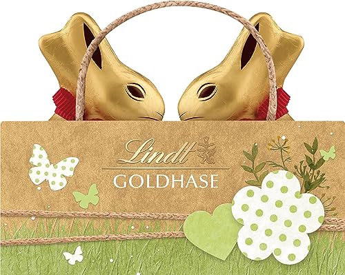 Lindt Schokolade GOLDHASEN Tasche Nature Edition | 100 g Tasche | 2 x 50 g Premium GOLDHASE Vollmilch-Schokolade in Hasenform zu Ostern | Osterschokolade | Schokoladengeschenk von Lindt