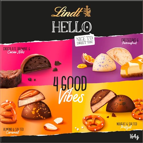 Lindt Schokolade HELLO 4 Good Vibes | 164g | 4 verschiedene HELLO Pralinen zum Teilen oder selber genießen | Schokoladengeschenk von Lindt