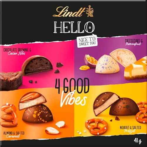 Lindt Schokolade HELLO 4 Good Vibes | 41g | 4 verschiedene HELLO Pralinen zum Teilen oder selber genießen | Schokoladengeschenk von Lindt