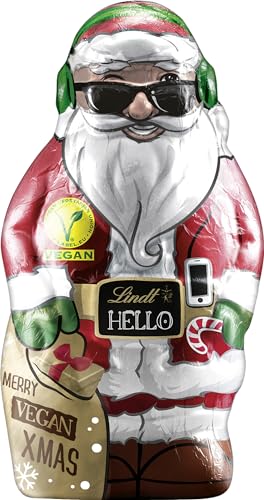 Lindt Schokolade HELLO Santa Vegan | 80 g | Vegane Hafer-Drink-Schokolade in weihnachtlicher Form | Vegane Schokolade | Weihnachtsschokolade | Schokoladengeschenk | Weihnachtsmann |Santa von Lindt